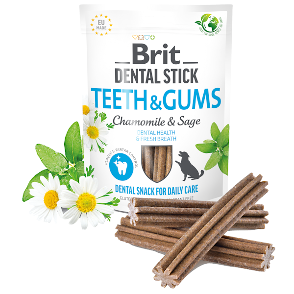 Brit Dental Stick TEETH & GUMS con Camomilla e Salvia 251g (10pz)