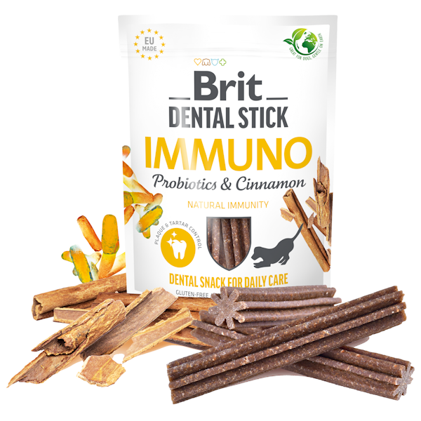 Brit Dental Stick IMMUNO con Probiotici e Cannella 251g (10pz)