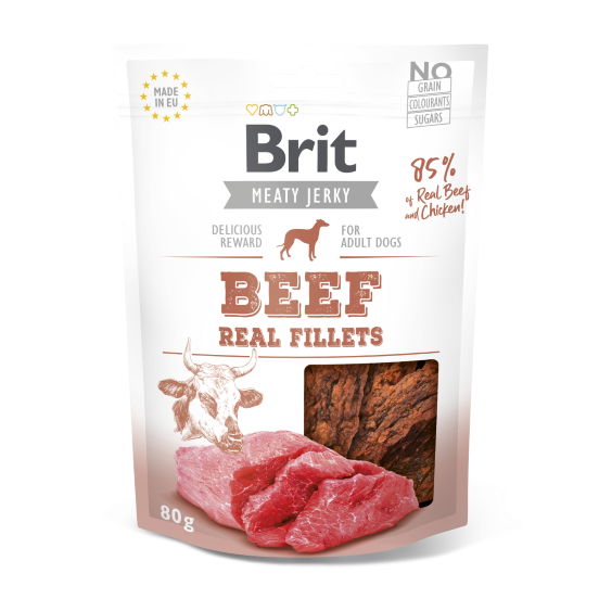 Brit Meat Jerky Snack - Beef Real Fillets 80 g (12pz)