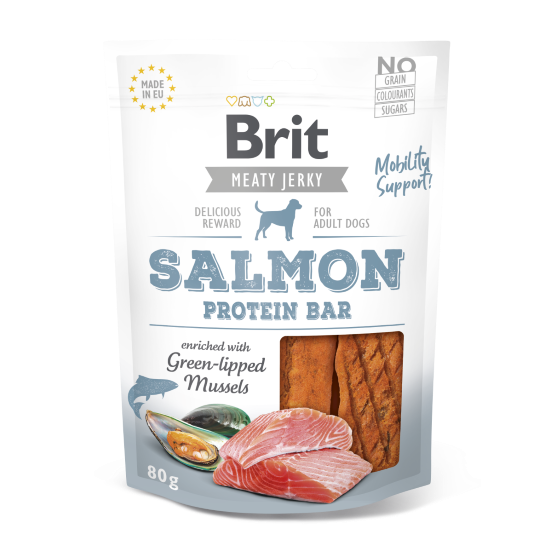 Brit Meat Jerky Snack - Salmon Protein Bar 80 g (12pz)