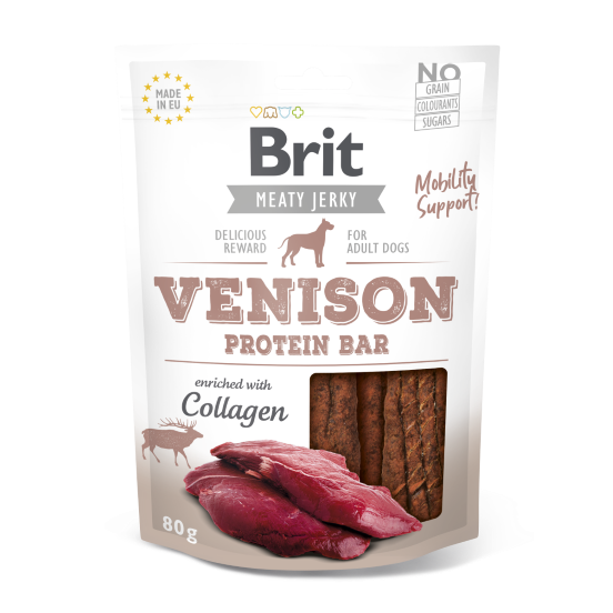 Brit Meat Jerky Snack - Venison Protein Bar 80 g (12pz)
