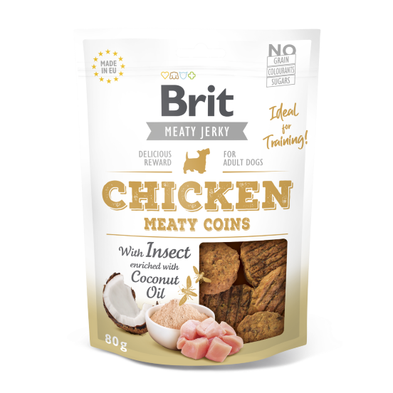 Brit Meat Jerky Snack - Chicken & Insect Meaty Coins 80 g (12pz)