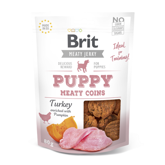Brit Meat Jerky Snack - Turkey Meaty Coins for Puppy  80 g (12pz)