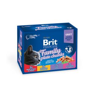 Brit Premium Cat Pouches Chunks in Gravy Family Plate 100G(12PZ)