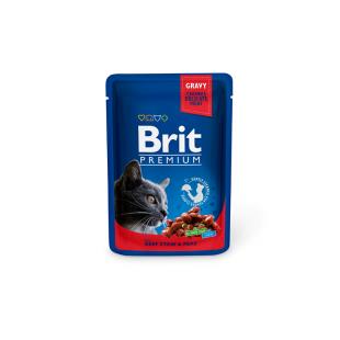 Brit Premium Cat Pouches Chunks in Gravy Beef and Peas 100G (24PZ)
