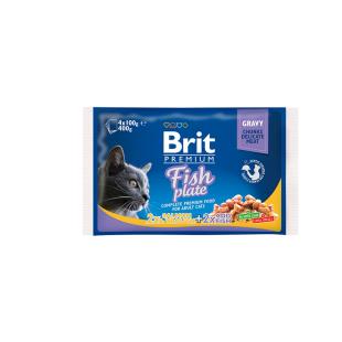 Brit Premium Cat Pouches Chunks in Gravy Fish Plate 4x100G (13PZ)