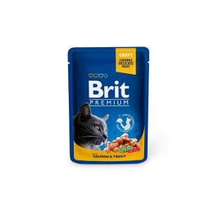 Brit Premium Cat Pouches Chunks in Gravy Salmon and Trout 100G (24PZ)