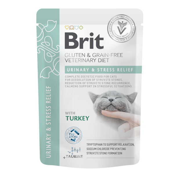 Brit Gluten&Grain-free Veterinary Diet Cat Pouches Urinary & Stress Relief (12x85 g)