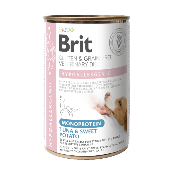 Brit Grain Free Veterinary Diets Hypoallergenic Monoprotein Tuna with Sweet Potato Dog Umido 400 g (6PZ)